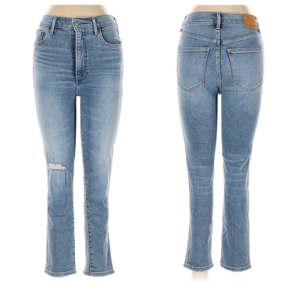 Aritzia Denim Forum Lola High Rise Skinny Crop Distressed Jeans size 28